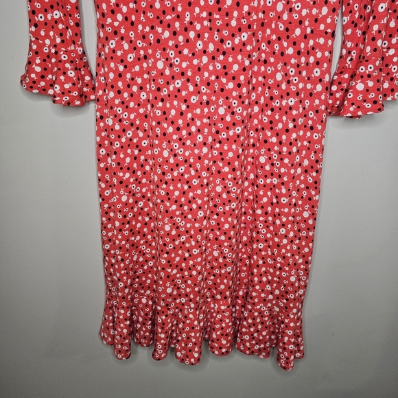 Boden Michaela Jersey Ruffle 3/4 Sleeve Dress in Rosehip Daisy Ditsy US Size 8 - Picture 10 of 16
